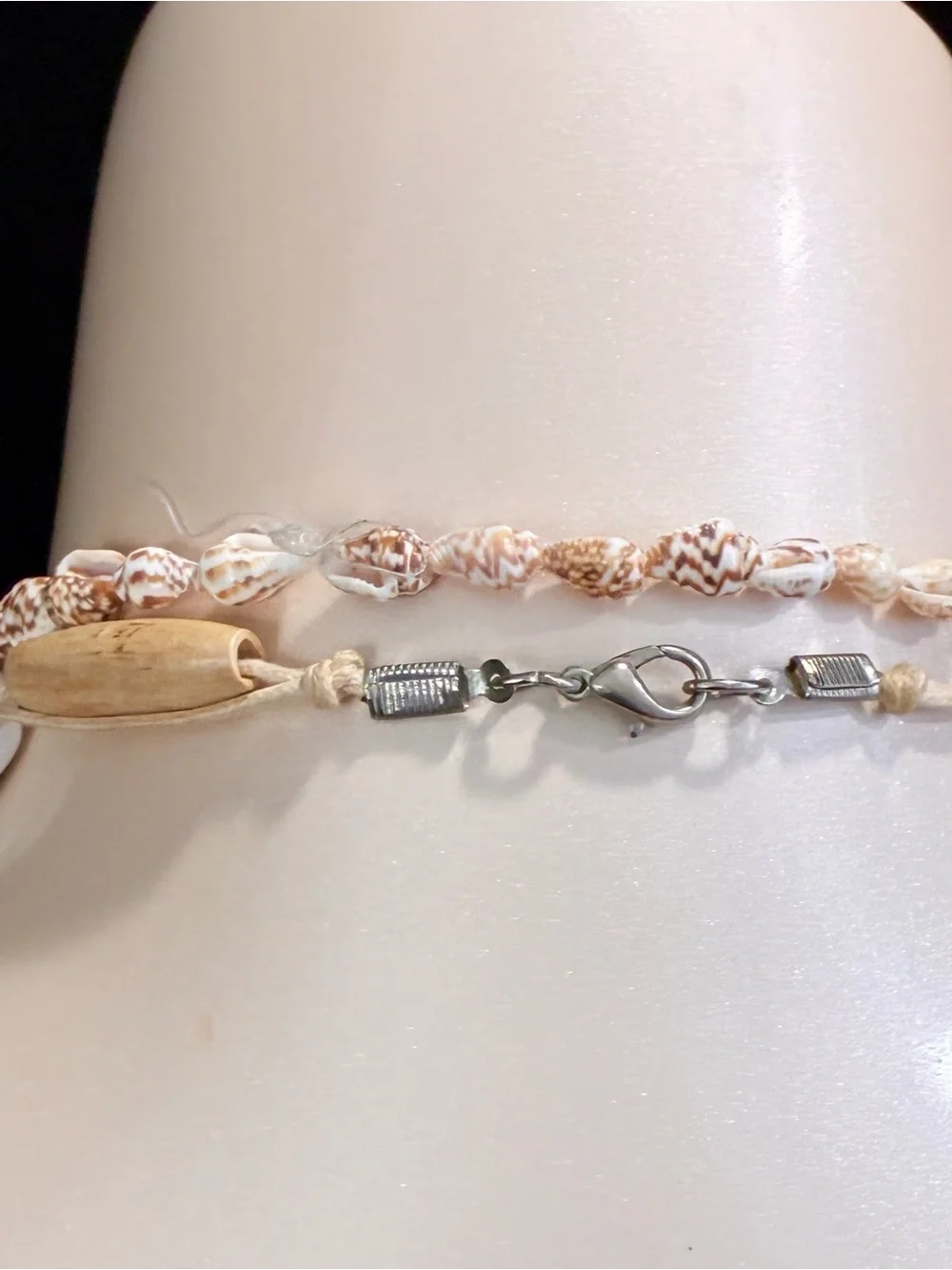 Stackable Beach Chic White & Tan Layered Shell & Bead Textured Necklace Lot of 2